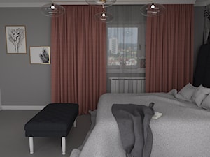 Sypialnia szarość i kolor - zdjęcie od INSPIRO Studio Projektowania Wnętrz