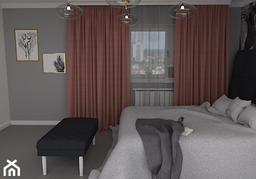 Sypialnia szarość i kolor - zdjęcie od INSPIRO Studio Projektowania Wnętrz