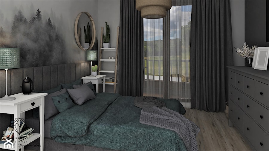 Sypialnia w ciemnych kolorach - zdjęcie od INSPIRO Studio Projektowania Wnętrz