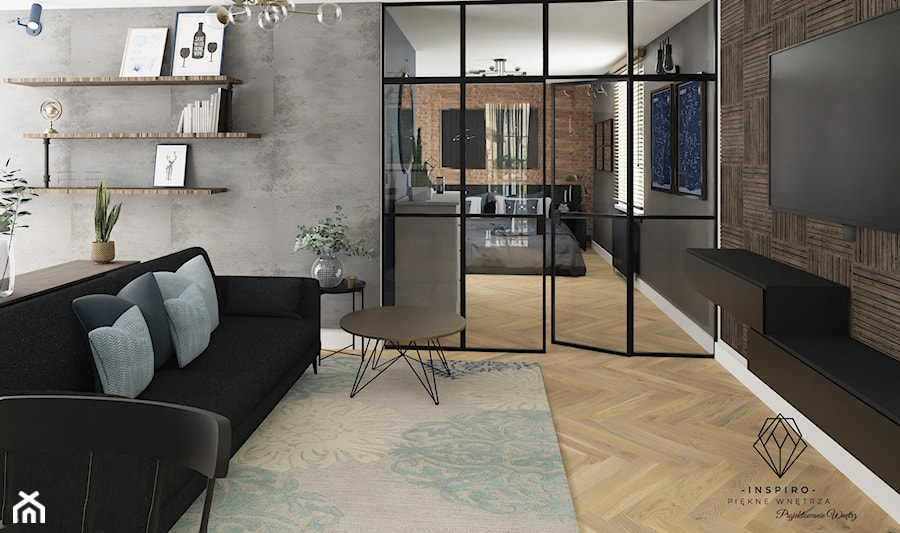 Mieszkanie Styl Industrialy/Loft - Salon, styl industrialny - zdjęcie od INSPIRO Studio Projektowania Wnętrz