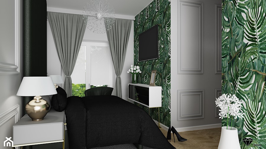 Sypialnia mała, klasyczna, liście - zdjęcie od INSPIRO Studio Projektowania Wnętrz