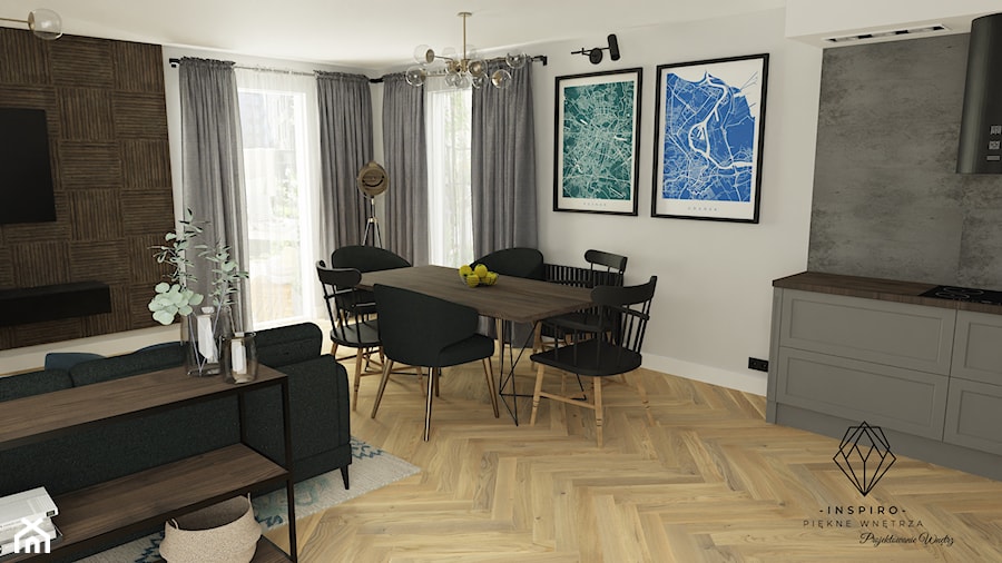 Salon z kuchnią - zdjęcie od INSPIRO Studio Projektowania Wnętrz