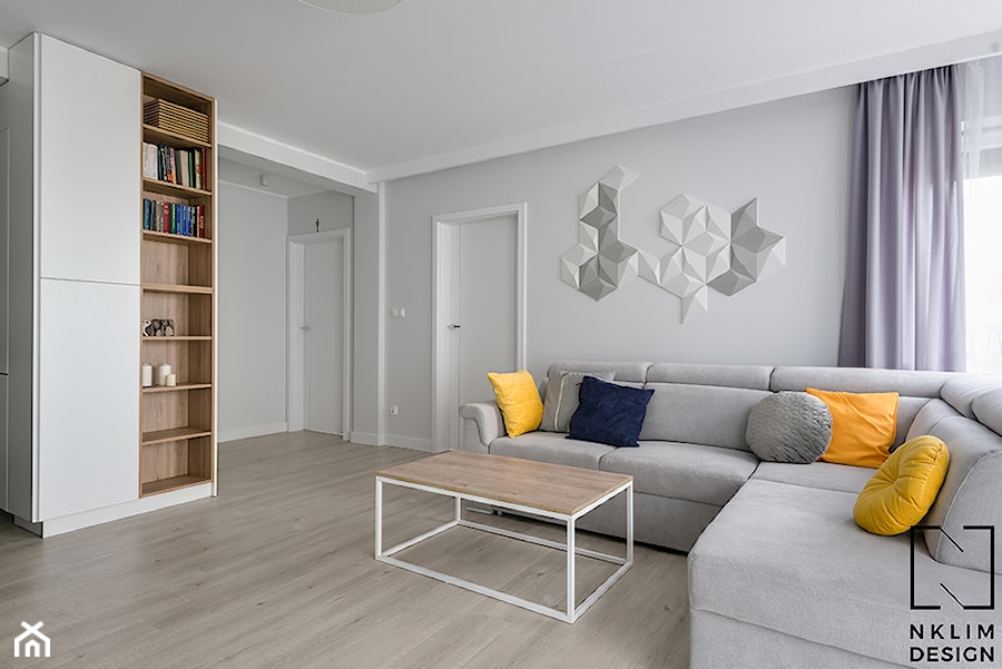 Projekt mieszkania o pow. 63 m2 w Świdnicy - Średni szary salon, styl nowoczesny - zdjęcie od Natalia Klim-Matuszewska
