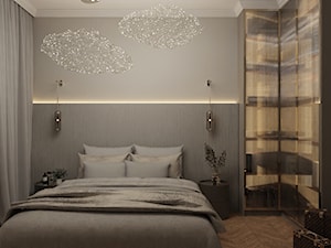 Klimatyczna sypialnia w hotelowym stylu z kącikiem biurowym