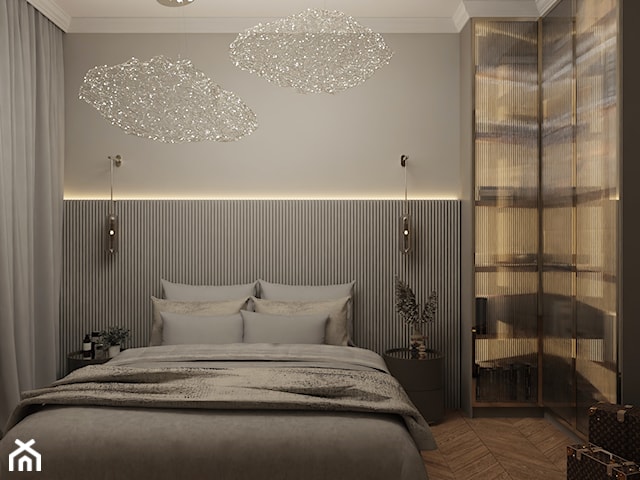 Klimatyczna sypialnia w hotelowym stylu z kącikiem biurowym