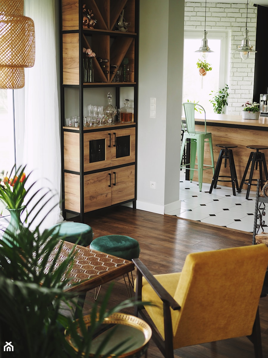Wnętrze - Mały szary salon z kuchnią z jadalnią - zdjęcie od Miss Ferreira