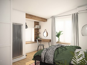 Mieszkanie 80 m2 Kraków - Średnia biała sypialnia na poddaszu, styl vintage - zdjęcie od PROSTY UKŁAD - ARCHITEKTURA WNĘTRZ