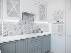 Przytulne mieszkanie w domowym stylu - Średnia otwarta z salonem biała kuchnia, styl prowansalski - zdjęcie od PROSTY UKŁAD - ARCHITEKTURA WNĘTRZ