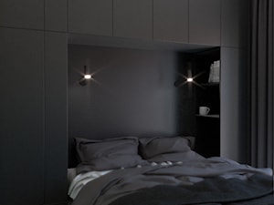Cozy minimalism - Mała czarna sypialnia, styl minimalistyczny - zdjęcie od PROSTY UKŁAD - ARCHITEKTURA WNĘTRZ