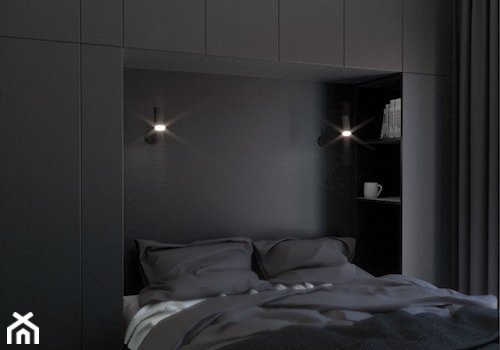 Cozy minimalism - Mała czarna sypialnia, styl minimalistyczny - zdjęcie od PROSTY UKŁAD - ARCHITEKTURA WNĘTRZ