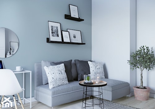 Mieszkanie na wynajem - Średnia biała szara sypialnia, styl skandynawski - zdjęcie od StudioDobryPomysł