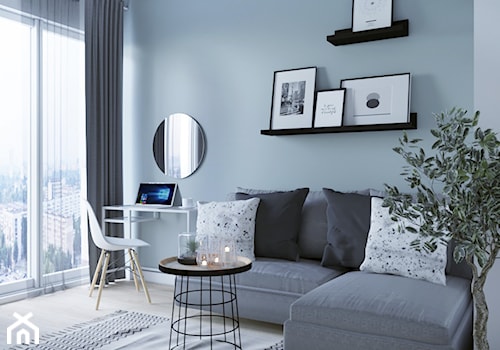 Mieszkanie na wynajem - Średnia szara z biurkiem sypialnia, styl skandynawski - zdjęcie od StudioDobryPomysł