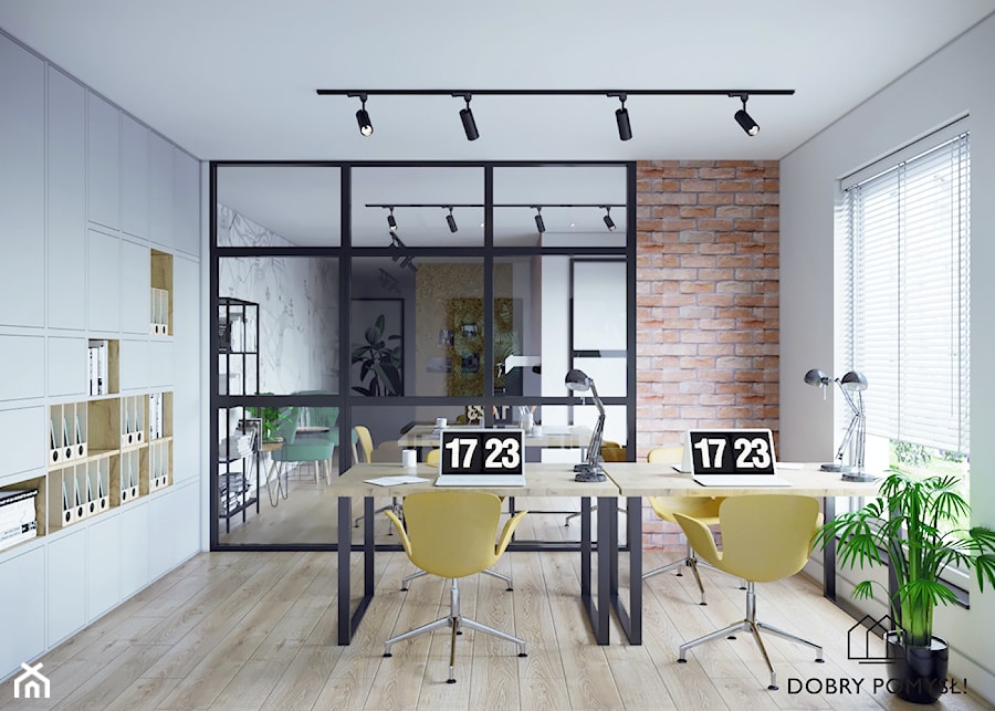 Komfortowa przestrzeń do pracy - Średnie białe biuro, styl industrialny - zdjęcie od StudioDobryPomysł