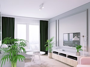 Mieszkanie w bloku z wielkiej płyty - Średni szary salon, styl skandynawski - zdjęcie od StudioDobryPomysł