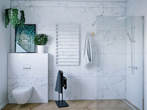 Wnętrze pełne zieleni - Średnia bez okna z punktowym oświetleniem łazienka, styl skandynawski - zdjęcie od StudioDobryPomysł