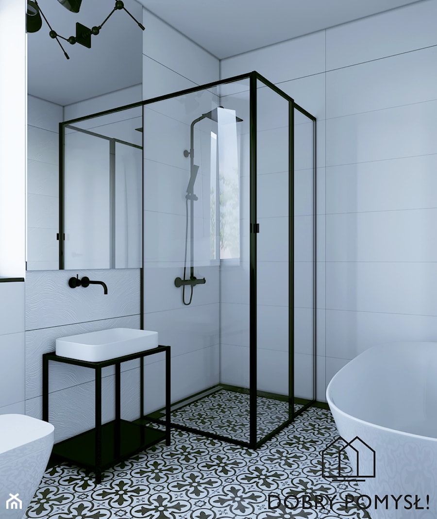 Industrialny szyk ♣️♠️🖤🌸🌿🍀 - Średnia bez okna z lustrem łazienka, styl industrialny - zdjęcie od StudioDobryPomysł