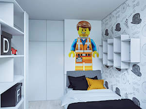 Industrialny szyk ♣️♠️🖤🌸🌿🍀 - Mały biały szary pokój dziecka dla dziecka dla nastolatka dla chłopca, styl skandynawski - zdjęcie od StudioDobryPomysł