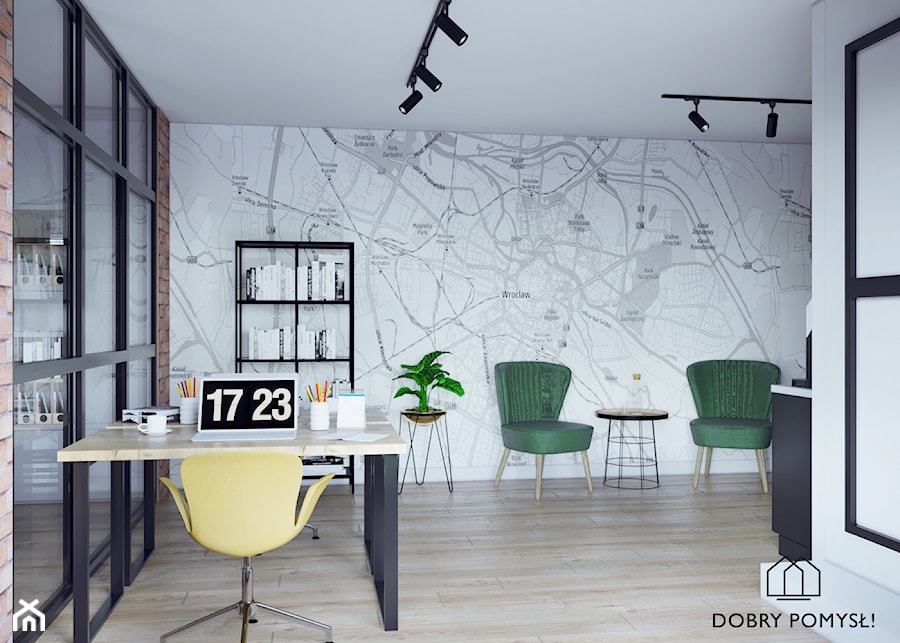 Komfortowa przestrzeń do pracy - Średnie białe szare biuro, styl industrialny - zdjęcie od StudioDobryPomysł