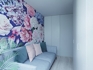 Industrialny szyk ♣️♠️🖤🌸🌿🍀 - Mała biała fioletowa sypialnia, styl skandynawski - zdjęcie od StudioDobryPomysł