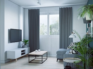 Wnętrze pełne zieleni - Średni biały czarny salon, styl skandynawski - zdjęcie od StudioDobryPomysł