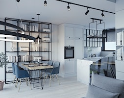 Industrialny szyk ♣️♠️🖤🌸🌿🍀 - Mały biały salon z kuchnią z jadalnią, styl industrialny - zdjęcie od StudioDobryPomysł - Homebook