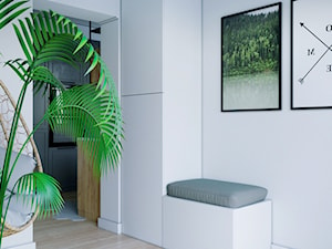 Wnętrze pełne zieleni - Średni biały hol / przedpokój, styl skandynawski - zdjęcie od StudioDobryPomysł