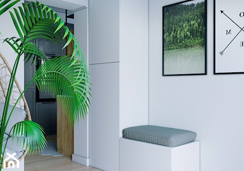 Wnętrze pełne zieleni - Średni biały hol / przedpokój, styl skandynawski - zdjęcie od StudioDobryPomysł