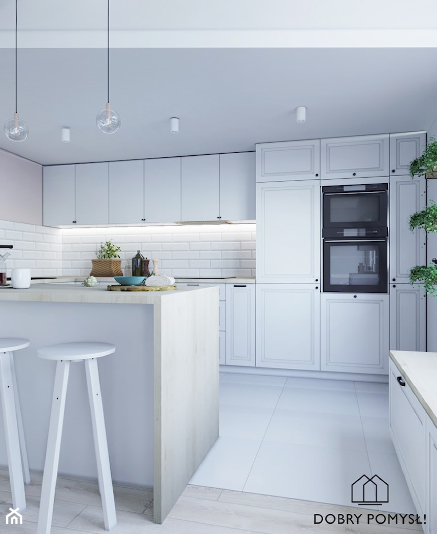 Kuchnia marzeń - Średnia otwarta z salonem beżowa biała z zabudowaną lodówką kuchnia w kształcie litery u, styl skandynawski - zdjęcie od StudioDobryPomysł - Homebook
