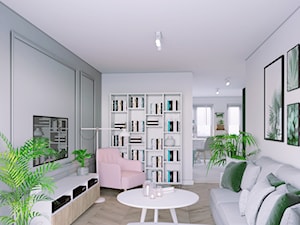 Mieszkanie w bloku z wielkiej płyty - Średni szary salon, styl skandynawski - zdjęcie od StudioDobryPomysł