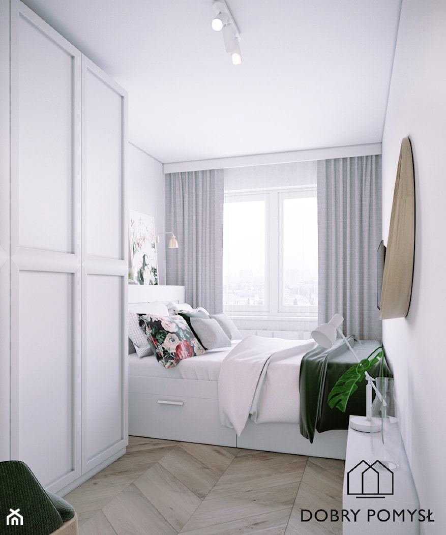 Mieszkanie w bloku z wielkiej płyty - Mała biała sypialnia, styl skandynawski - zdjęcie od StudioDobryPomysł - Homebook