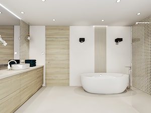 Dom pod Pleszewem - Duża jako pokój kąpielowy z punktowym oświetleniem łazienka, styl nowoczesny - zdjęcie od Interior Koncept Projektowanie Wnetrz
