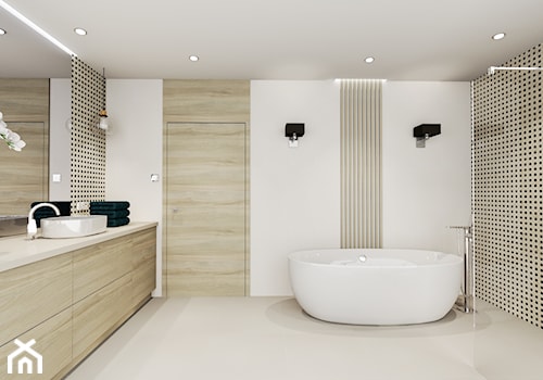 Dom pod Pleszewem - Duża jako pokój kąpielowy z punktowym oświetleniem łazienka, styl nowoczesny - zdjęcie od Interior Koncept Projektowanie Wnetrz