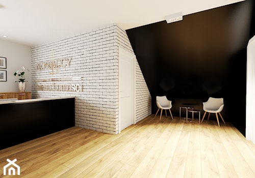 Projekt biura w Pleszewie - Duży biały czarny hol / przedpokój, styl tradycyjny - zdjęcie od Interior Koncept Projektowanie Wnetrz