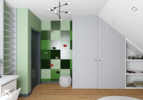 Projekt pokoju ucznia - Średni biały zielony pokój dziecka dla chłopca, styl tradycyjny - zdjęcie od Interior Koncept Projektowanie Wnetrz