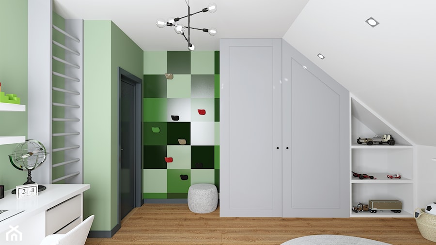 Projekt pokoju ucznia - Średni biały zielony pokój dziecka dla chłopca, styl tradycyjny - zdjęcie od Interior Koncept Projektowanie Wnetrz