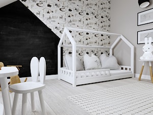 Projekt rezydencji pod Ostrowem Wielkopolskim - Średni biały czarny szary pokój dziecka dla dziecka dla chłopca, styl skandynawski - zdjęcie od Interior Koncept Projektowanie Wnetrz