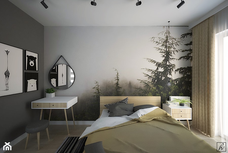 Mała czarna sypialnia, styl skandynawski - zdjęcie od STUDIOPROJEKT.RW