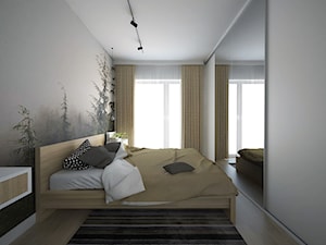 Średnia biała szara z biurkiem sypialnia, styl skandynawski - zdjęcie od STUDIOPROJEKT.RW