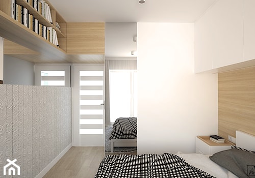 Średnia biała szara sypialnia, styl skandynawski - zdjęcie od STUDIOPROJEKT.RW