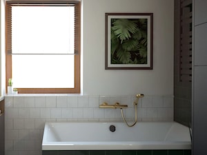 ZIELONA ŁAZIENKA | BUTELKOWA ZIELEŃ - Mała łazienka z oknem, styl tradycyjny - zdjęcie od STUDIOPROJEKT.RW