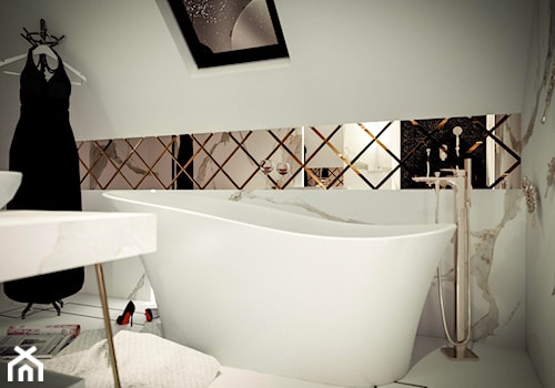 Zielona Góra - wnętrze luksusowej łazienki na poddaszu - Średnia na poddaszu łazienka z oknem, styl glamour - zdjęcie od ARTchitektura Michalewicz