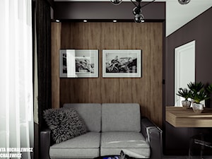 Zielona Góra - wnętrze pokoju gościnnego - Mała czarna z biurkiem sypialnia, styl nowoczesny - zdjęcie od ARTchitektura Michalewicz