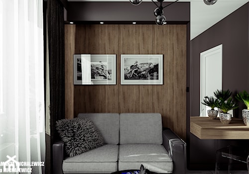 Zielona Góra - wnętrze pokoju gościnnego - Mała czarna z biurkiem sypialnia, styl nowoczesny - zdjęcie od ARTchitektura Michalewicz