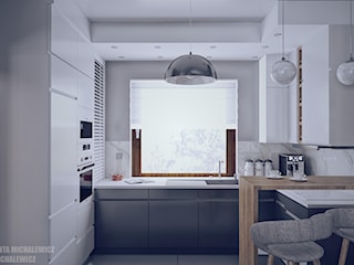 Siedlec - wnętrze salonu i kuchni w nowoczesnej stylistyce