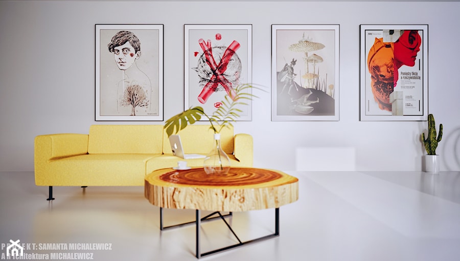 Zielona Góra - wnętrze hipsterskiego salonu - Salon, styl minimalistyczny - zdjęcie od ARTchitektura Michalewicz