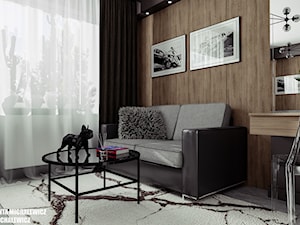 Zielona Góra - wnętrze pokoju gościnnego - Średnia czarna sypialnia, styl nowoczesny - zdjęcie od ARTchitektura Michalewicz