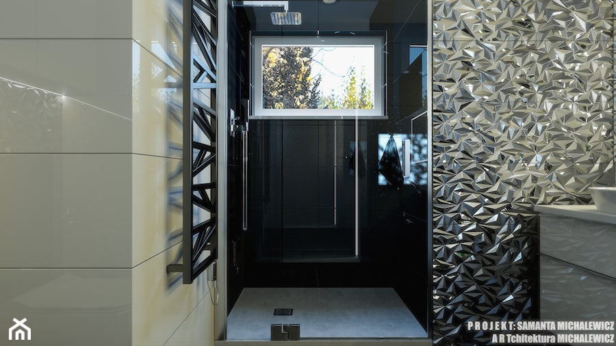 Zielona Góra - wnętrze ultrakobiecej łazienki - Mała łazienka z oknem, styl glamour - zdjęcie od ARTchitektura Michalewicz