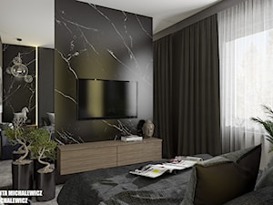 Zielona Góra - wnętrze sypialni dla młodego mężczyzny - Mała czarna szara sypialnia, styl nowoczesny - zdjęcie od ARTchitektura Michalewicz