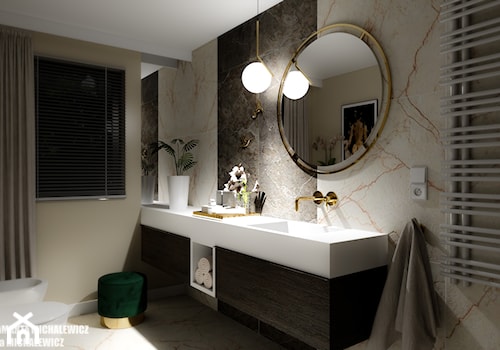Zielona Góra - wnętrze eleganckiej łazienki - Średnia łazienka z oknem, styl glamour - zdjęcie od ARTchitektura Michalewicz