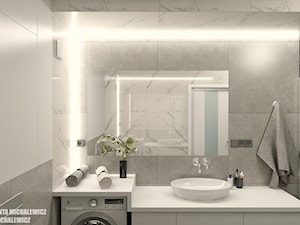 Zielona Góra - wnętrze minimalistycznej łazienki dla mężczyzny - Średnia bez okna z pralką / suszarką łazienka, styl minimalistyczny - zdjęcie od ARTchitektura Michalewicz
